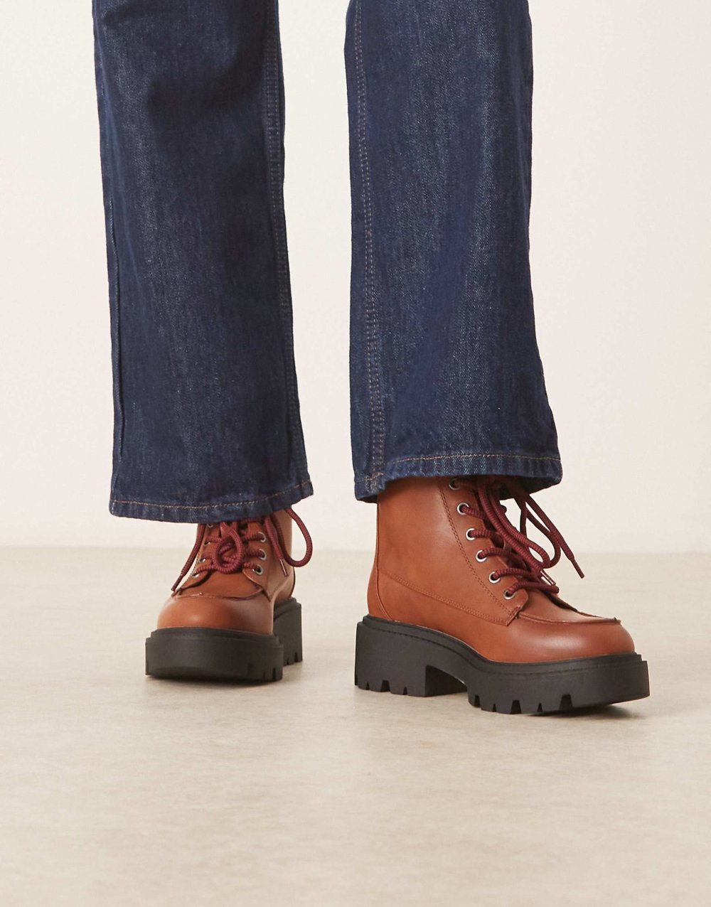 Bottes workwear b lacets fauve