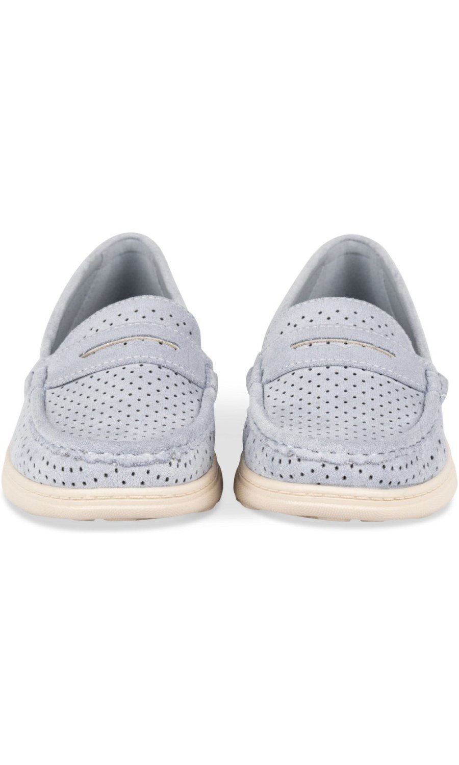 Sky blue perforated chunky-sole loafers