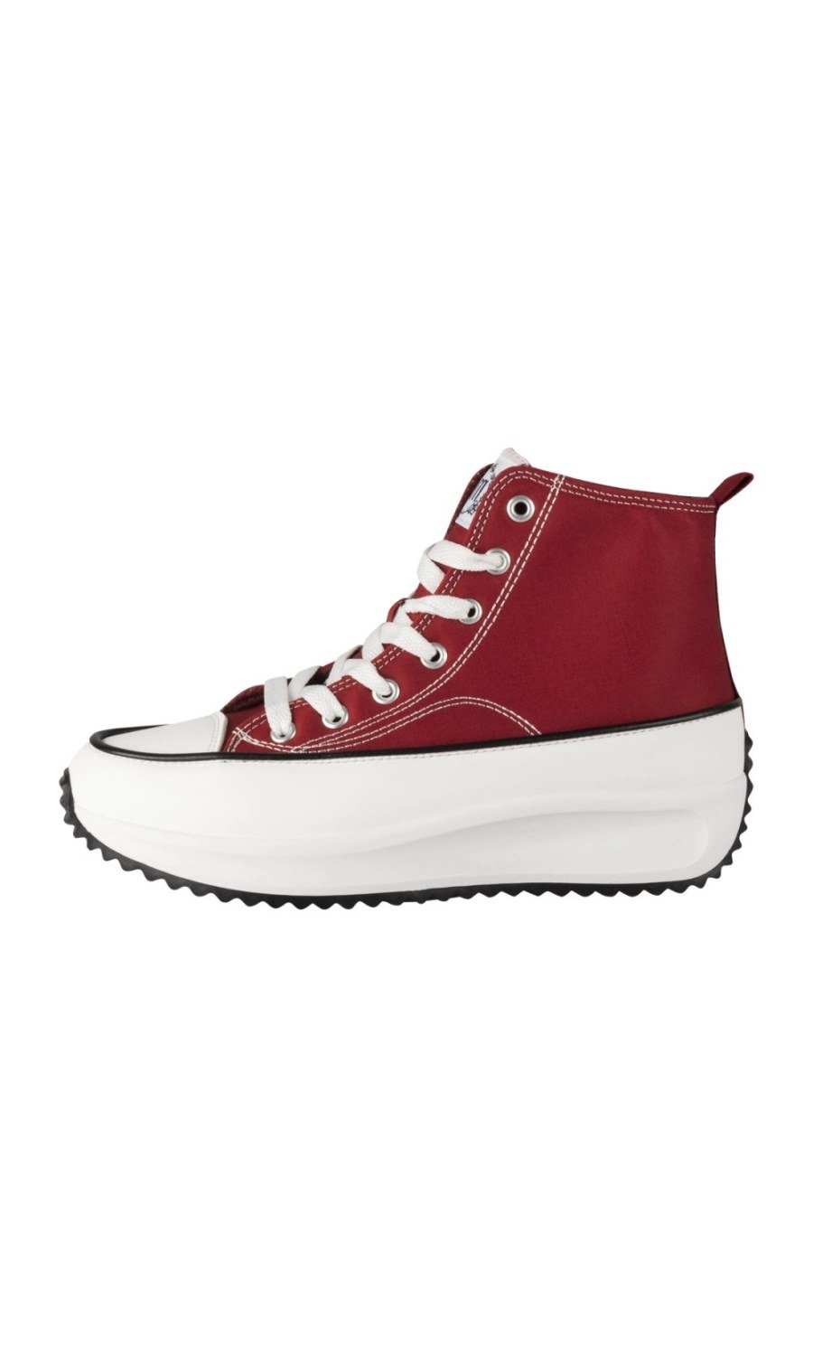 Burgundy high-top platform sneakers