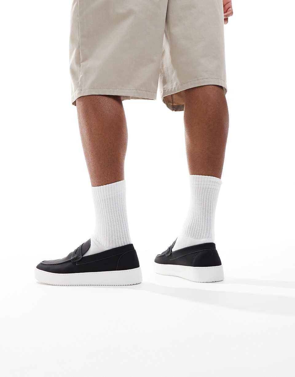 Faux suede loafers in black