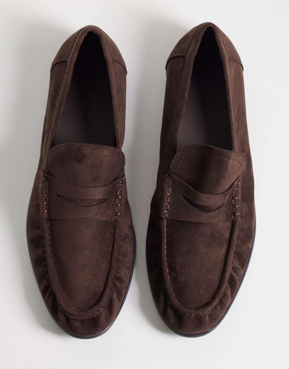 Mocassins raffinés froncés effet daim couleur chocolat
