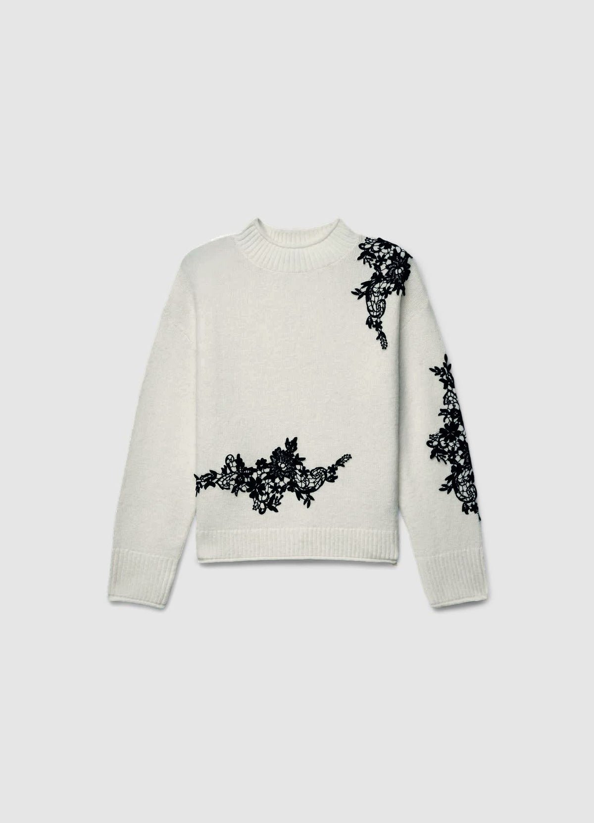 Pull à applications de dentelle contrastée