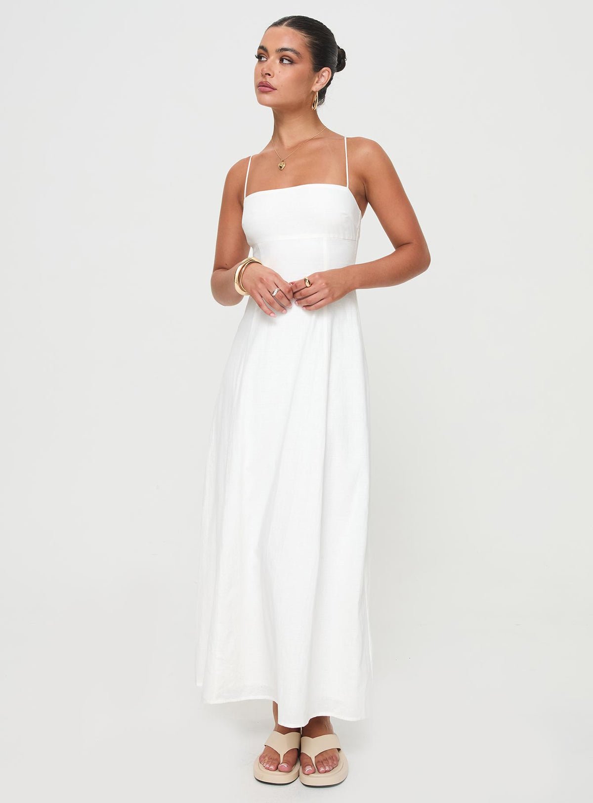 Robe longue en coton dos croisé noué