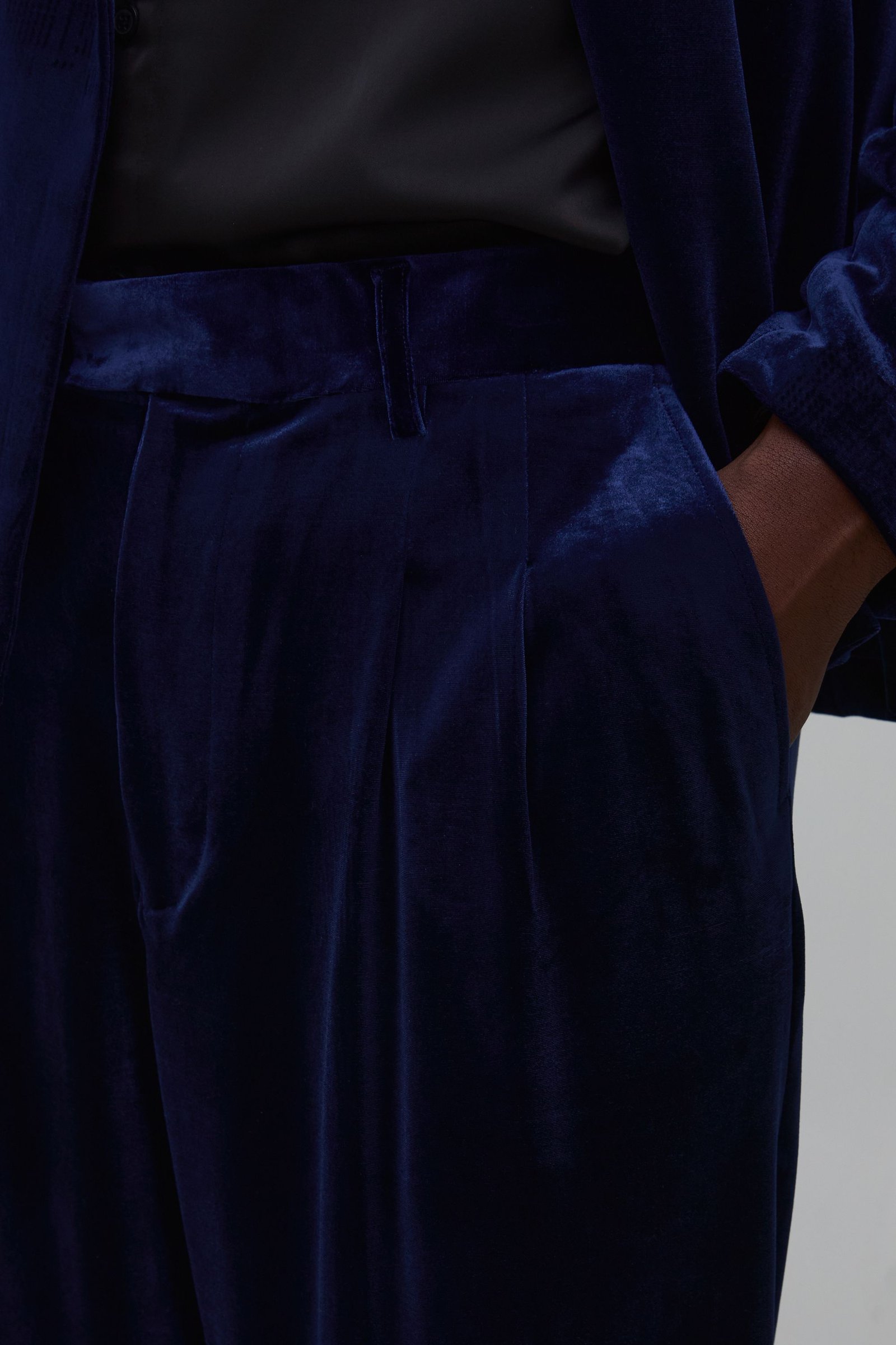 Pantalon de costume large en velours velouté