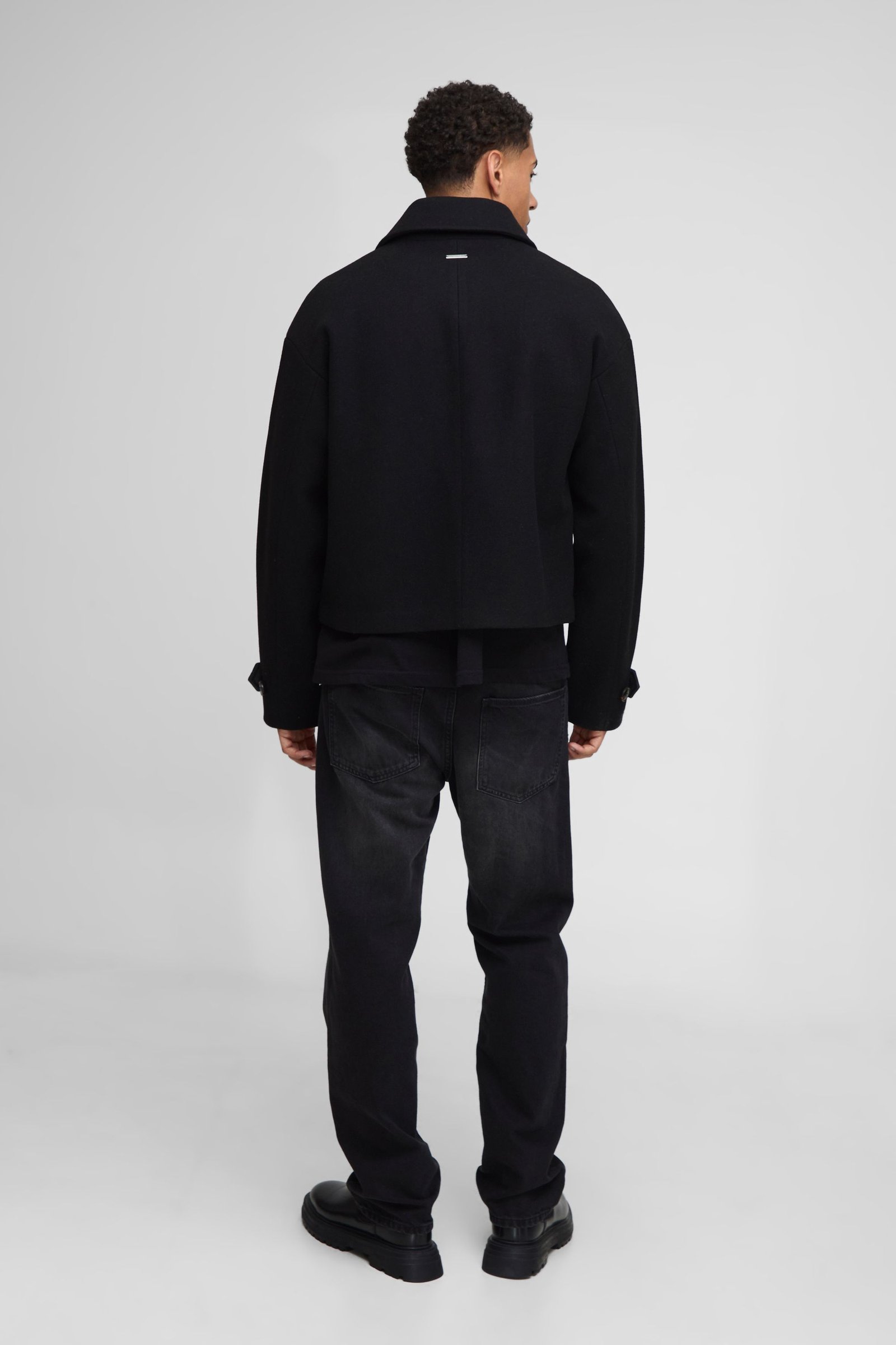 Manteau Melton court à double boutonnage