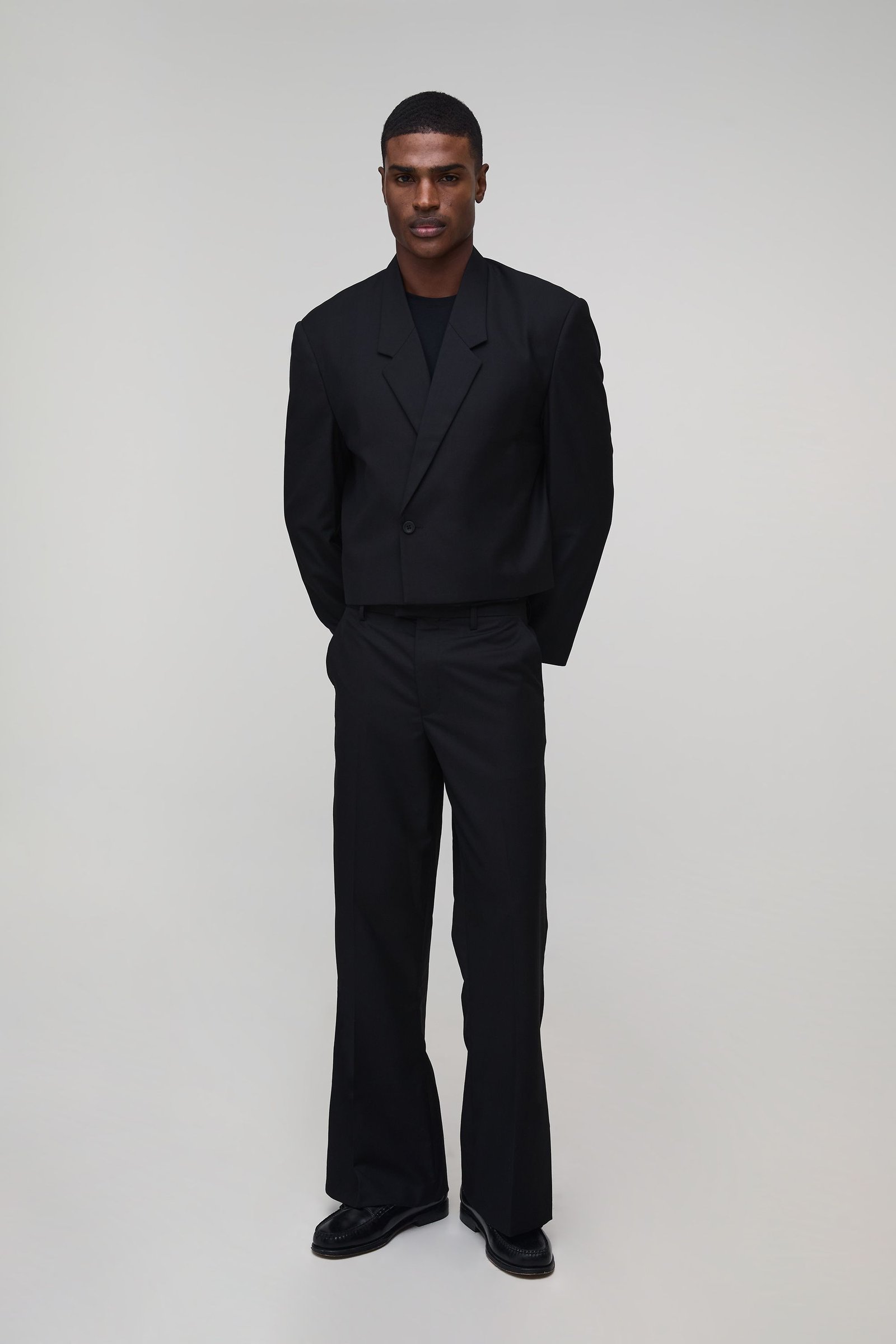 Veste de costume croisée oversize courte