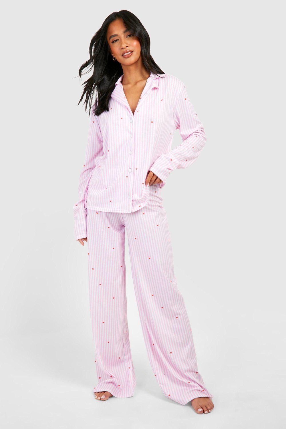 Pyjama chemise et pantalon à fines rayures - Petite