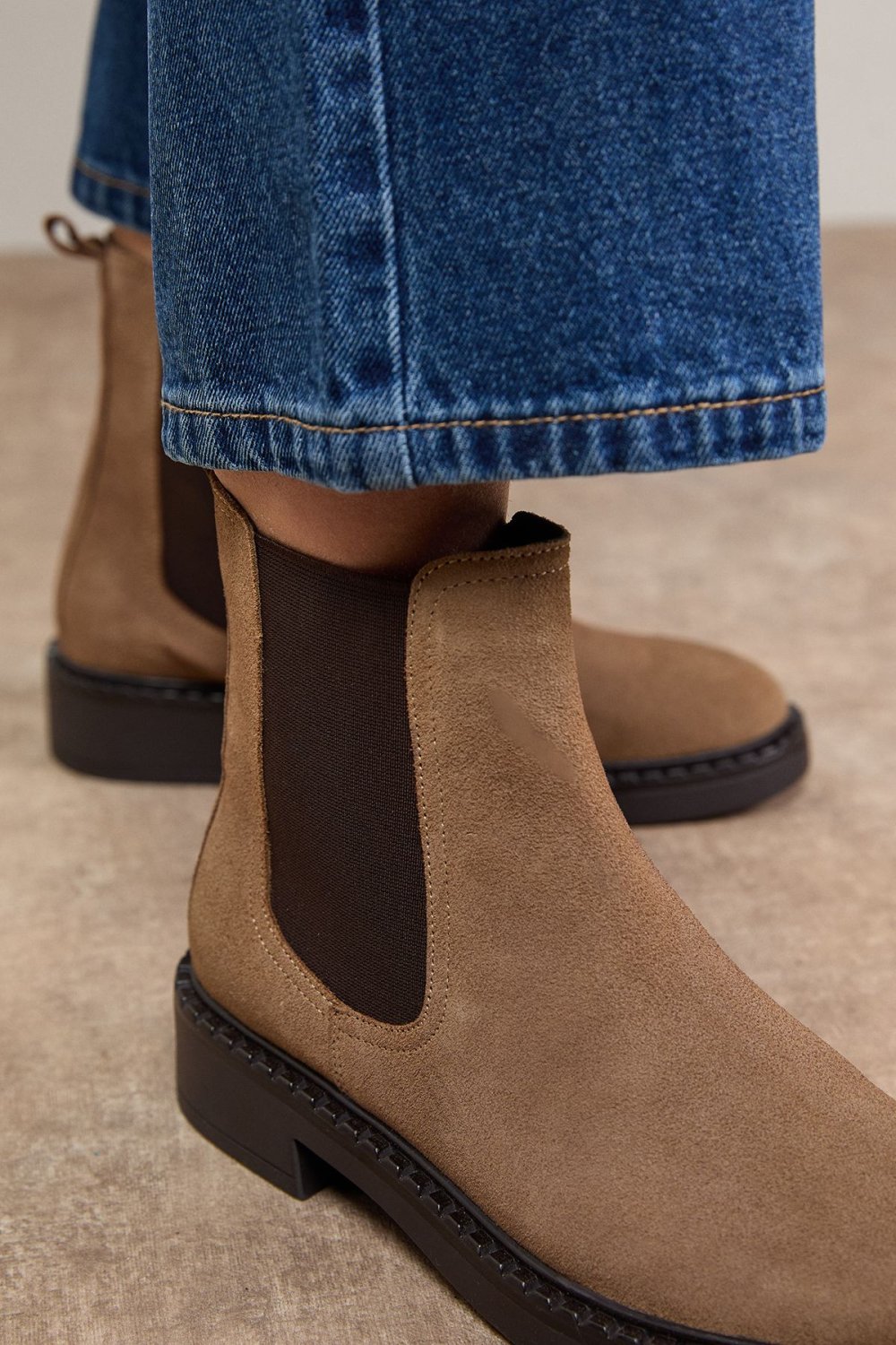 Chunky real suede Chelsea boots