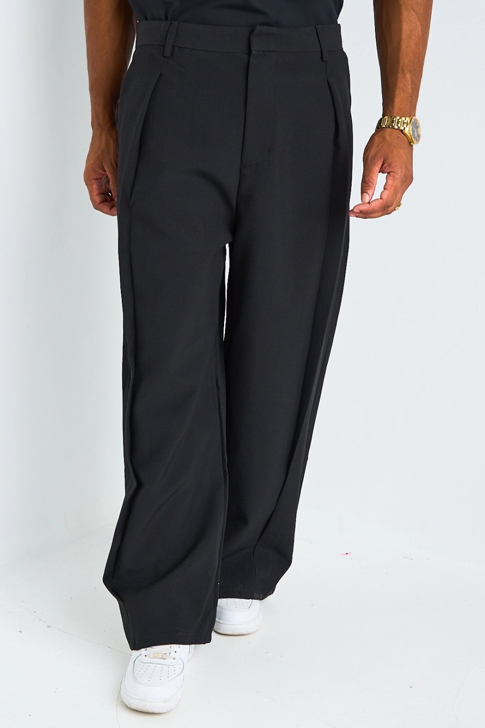 Pantalon coupe droite fluide noir