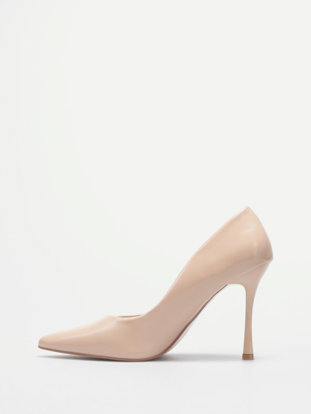 Escarpins pointus b talon verni, beige