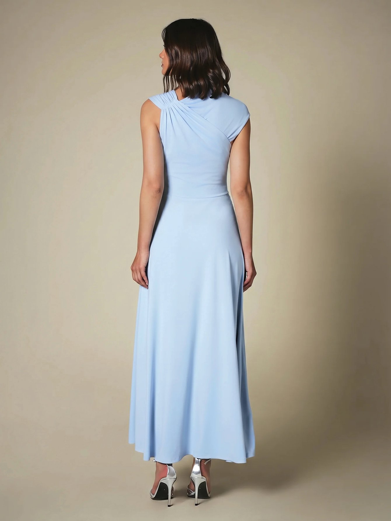 Robe twila col drapé w jupe évasée