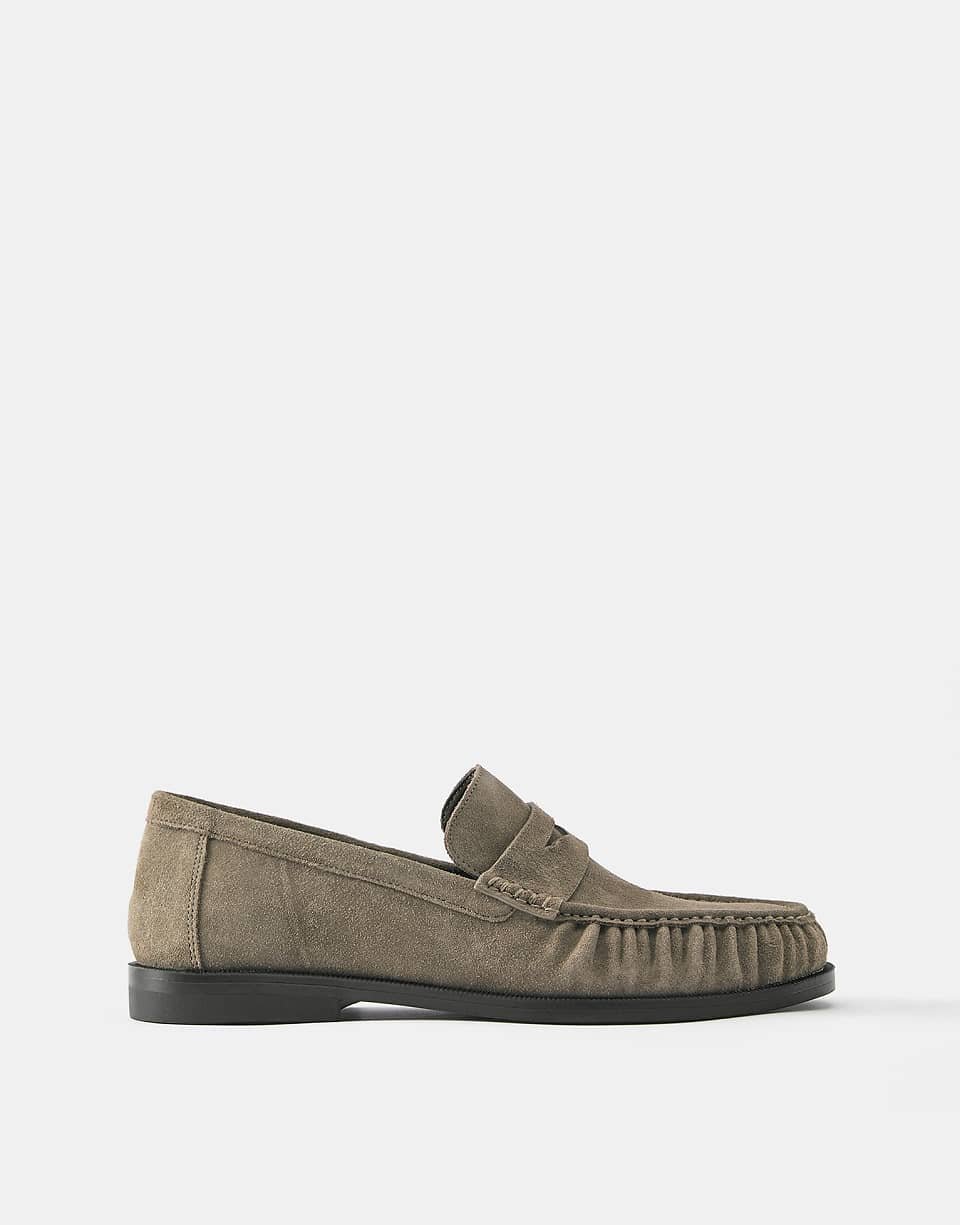 Mocassins en cuir à fronces - Marron