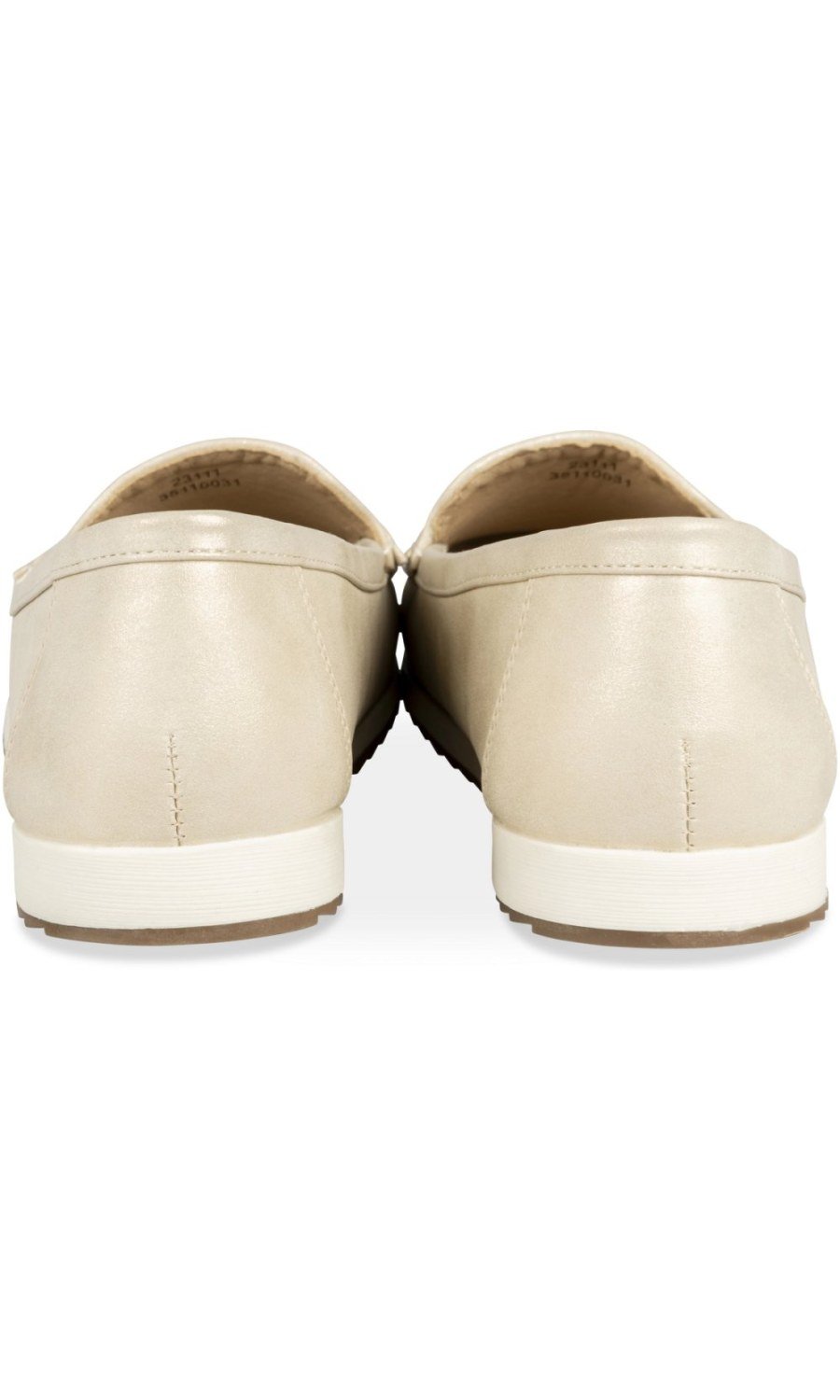 Pale gold pearlised penny loafers