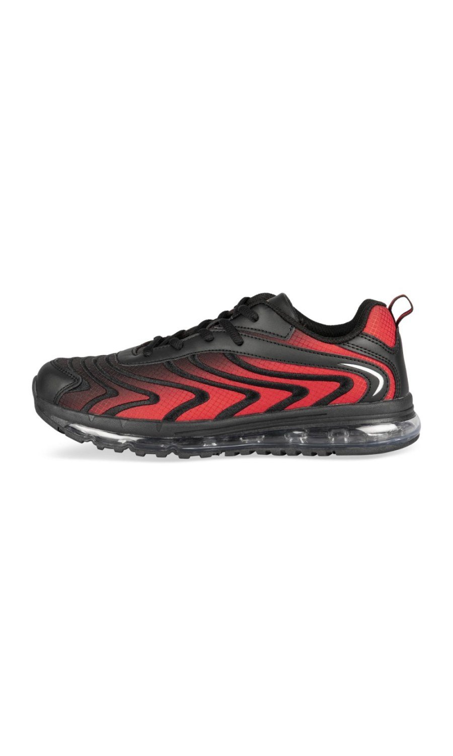Black and red wave-print sneakers with air bubble sole