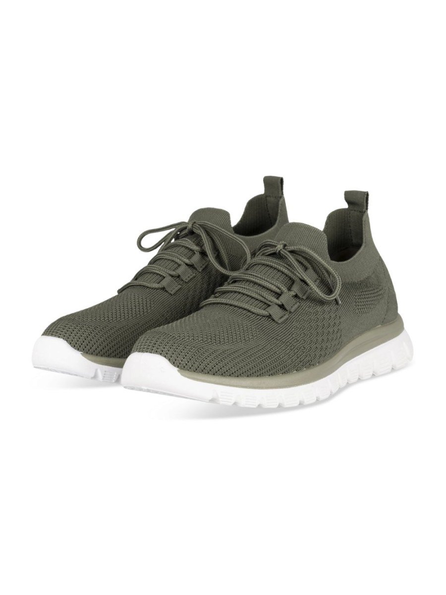 Khaki knit trainers, sock collar