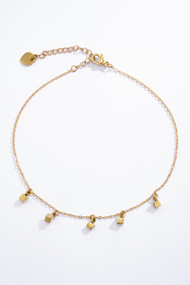 Gold anklet with small cubes