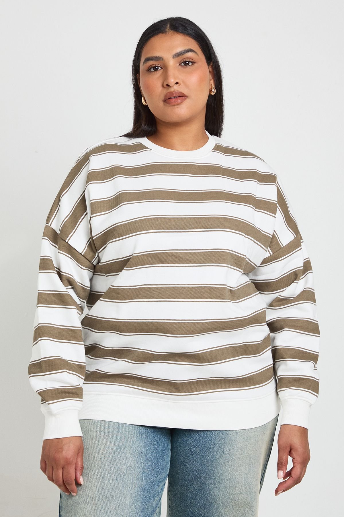 Sweat-shirt oversize à rayures - Grande taille