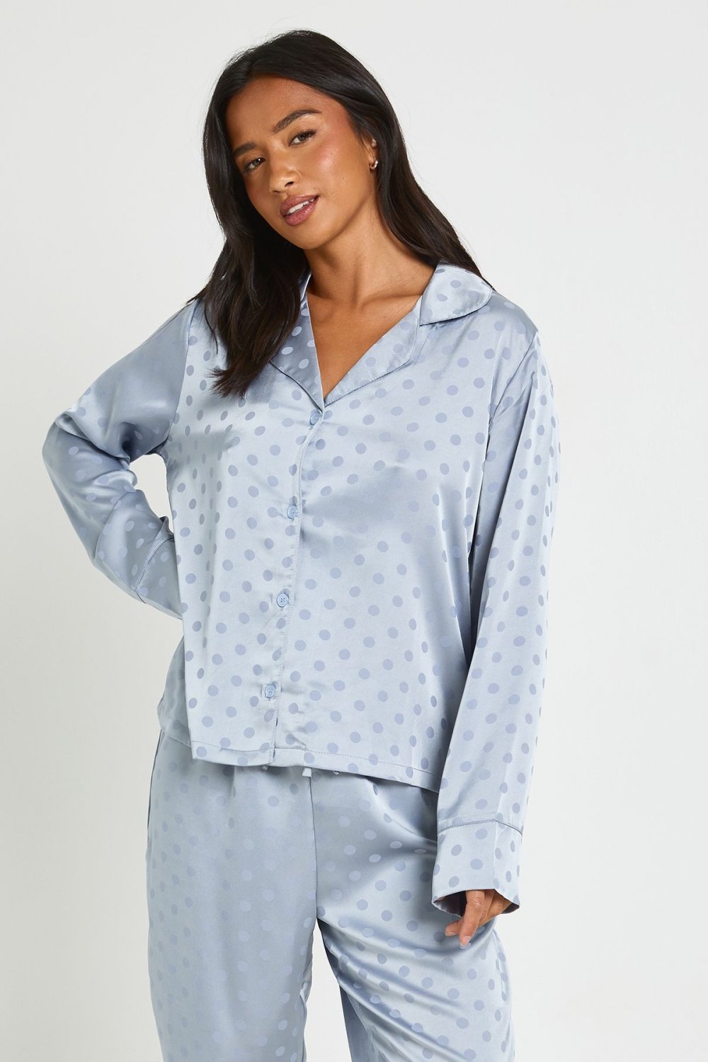 Pyjama chemise et pantalon à pois - Petite