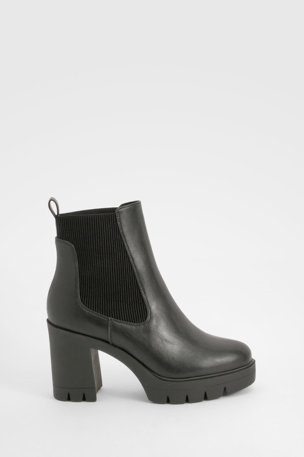 Bottines Chelsea à talon bloc noires - Pied large