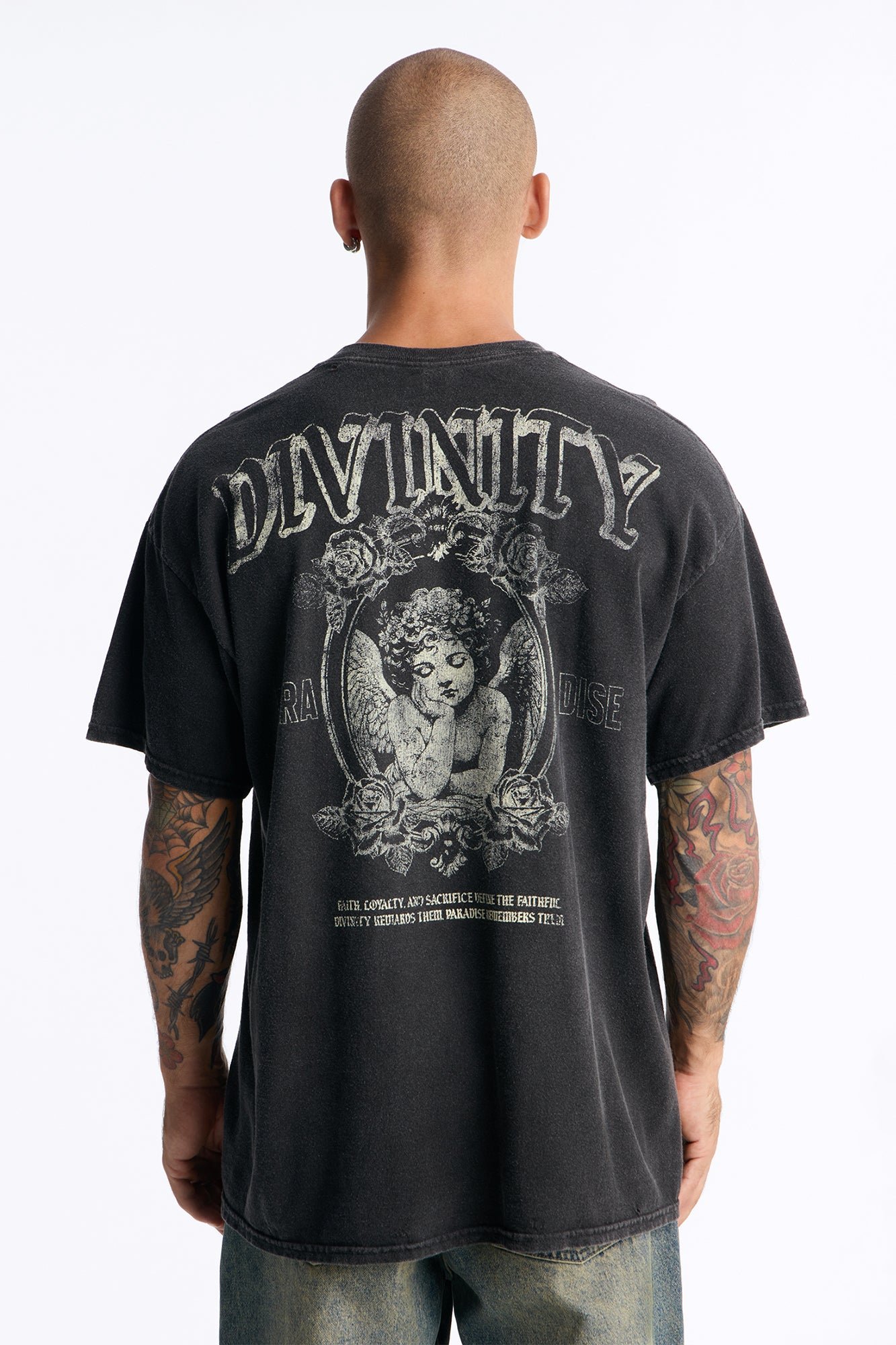 T-shirt oversize vintage effet usé Divinity