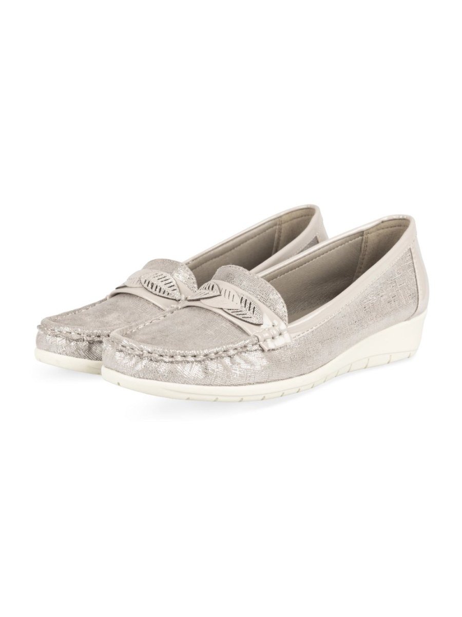 Mocassins compensés métallisés gris