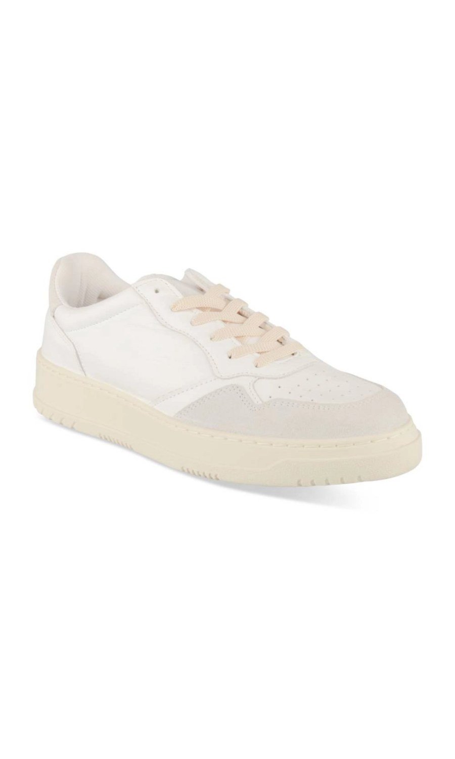 White and grey retro mixed-texture sneakers