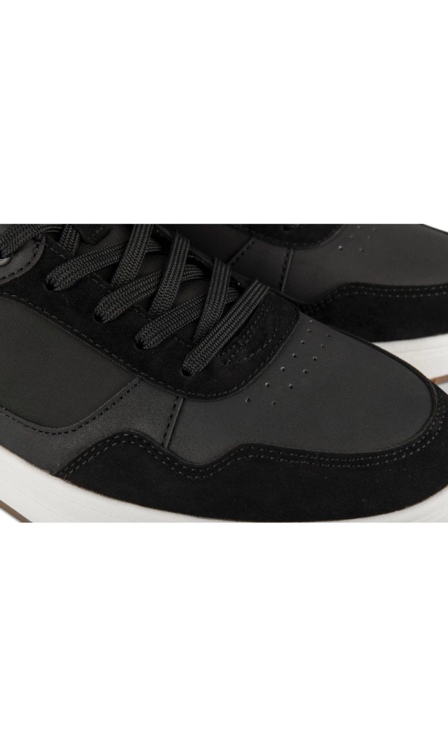 Baskets bi-matière aspect suédine noires