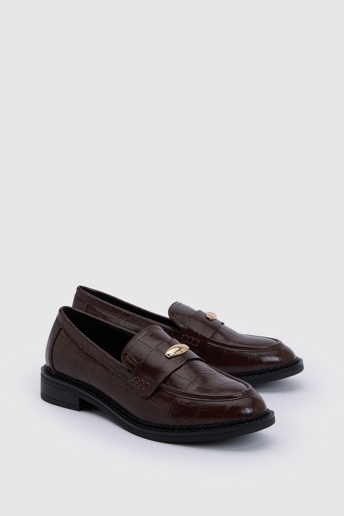 Croc-effect trim loafers - Wide fit
