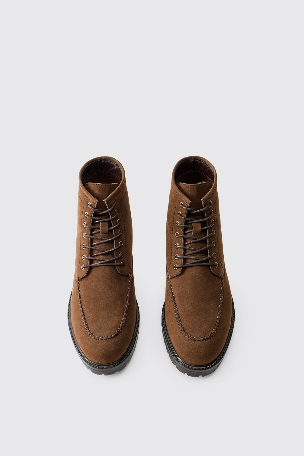 Cleated faux suede hiker boots