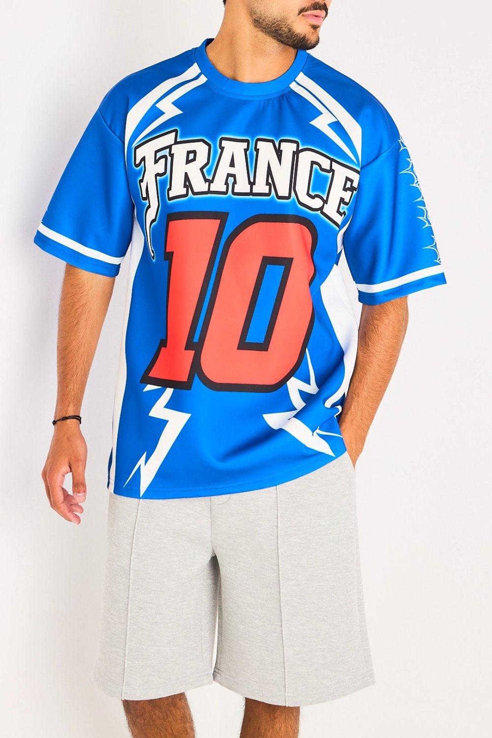 Blue slogan tee with France lettering