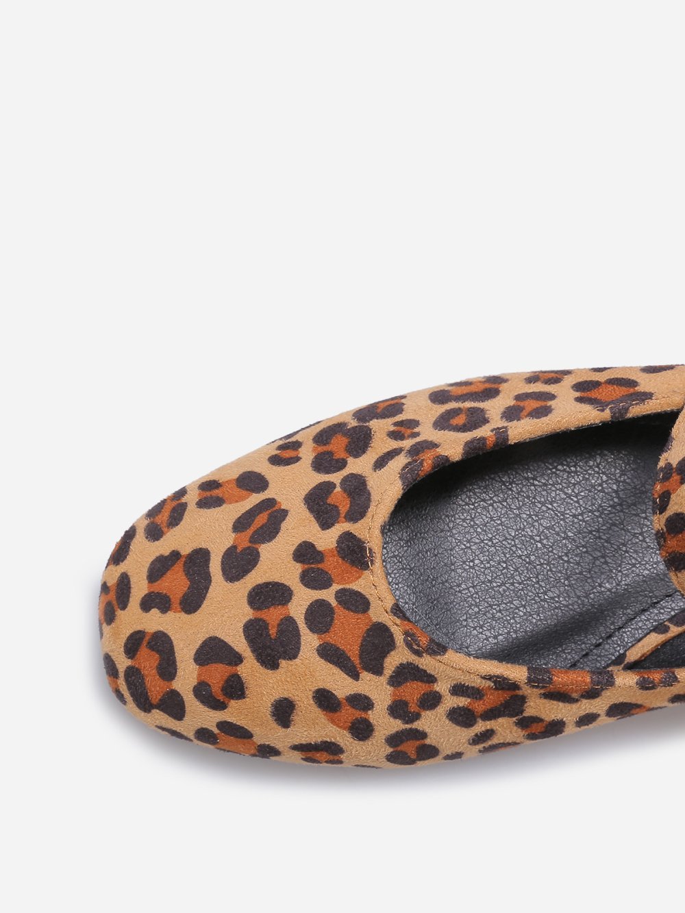 Leopard print strap ballet flats