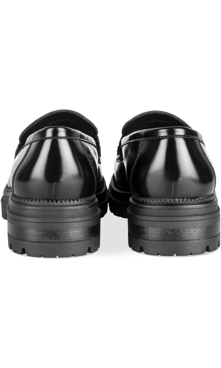 Black glossy lug-sole loafers