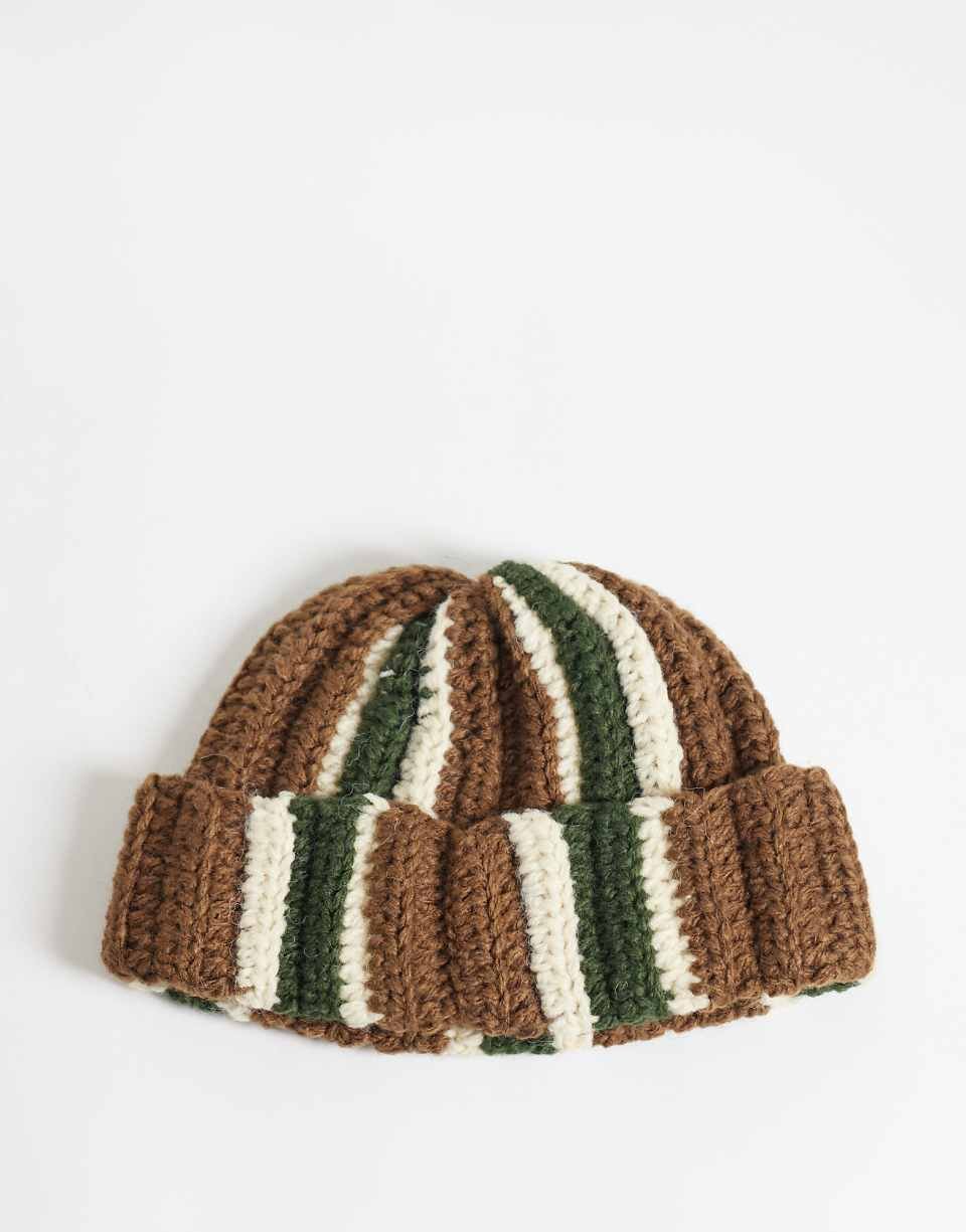 Bonnet unisexe à rayures marron