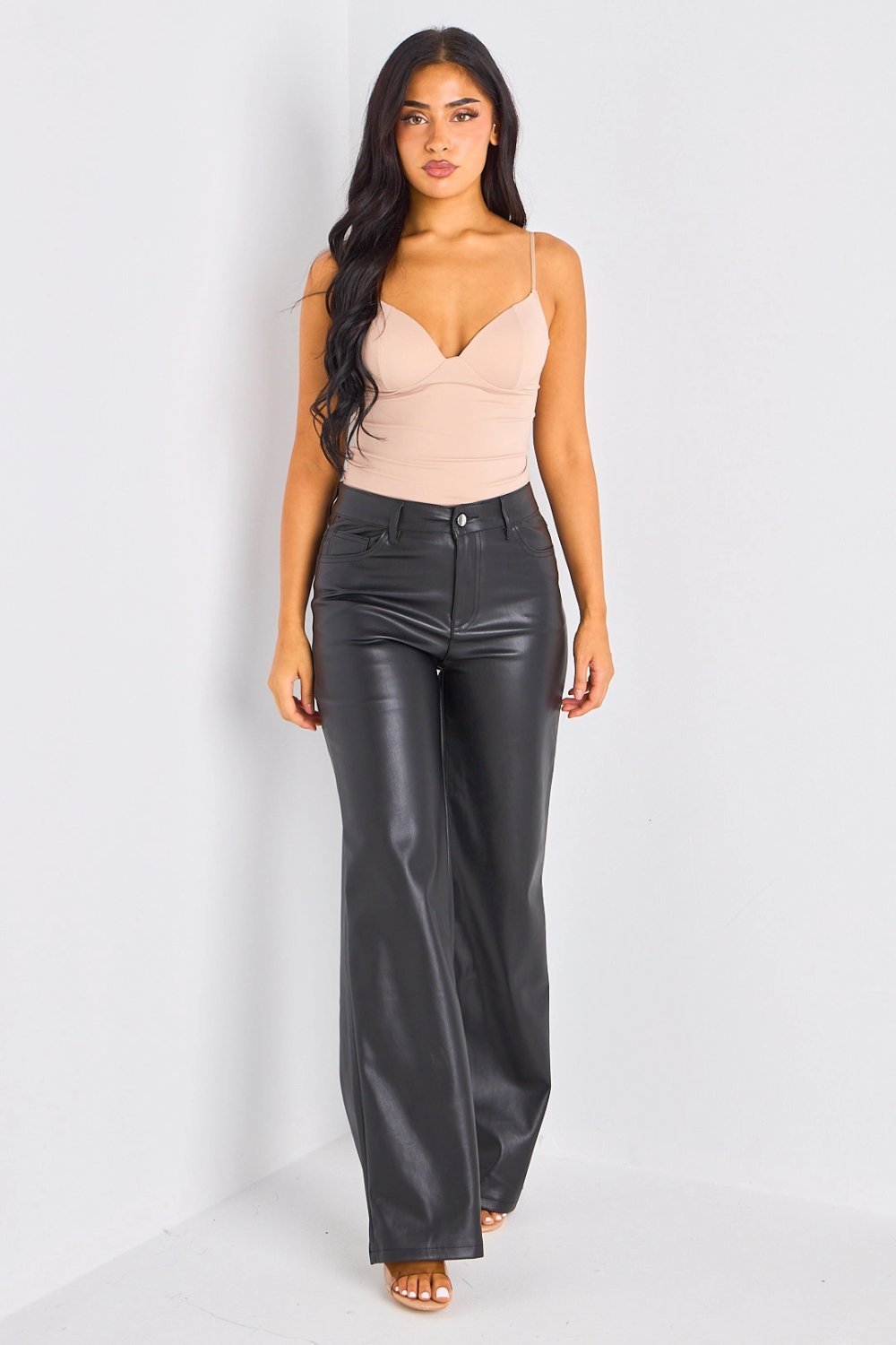 Jean flare b simili cuir k7el