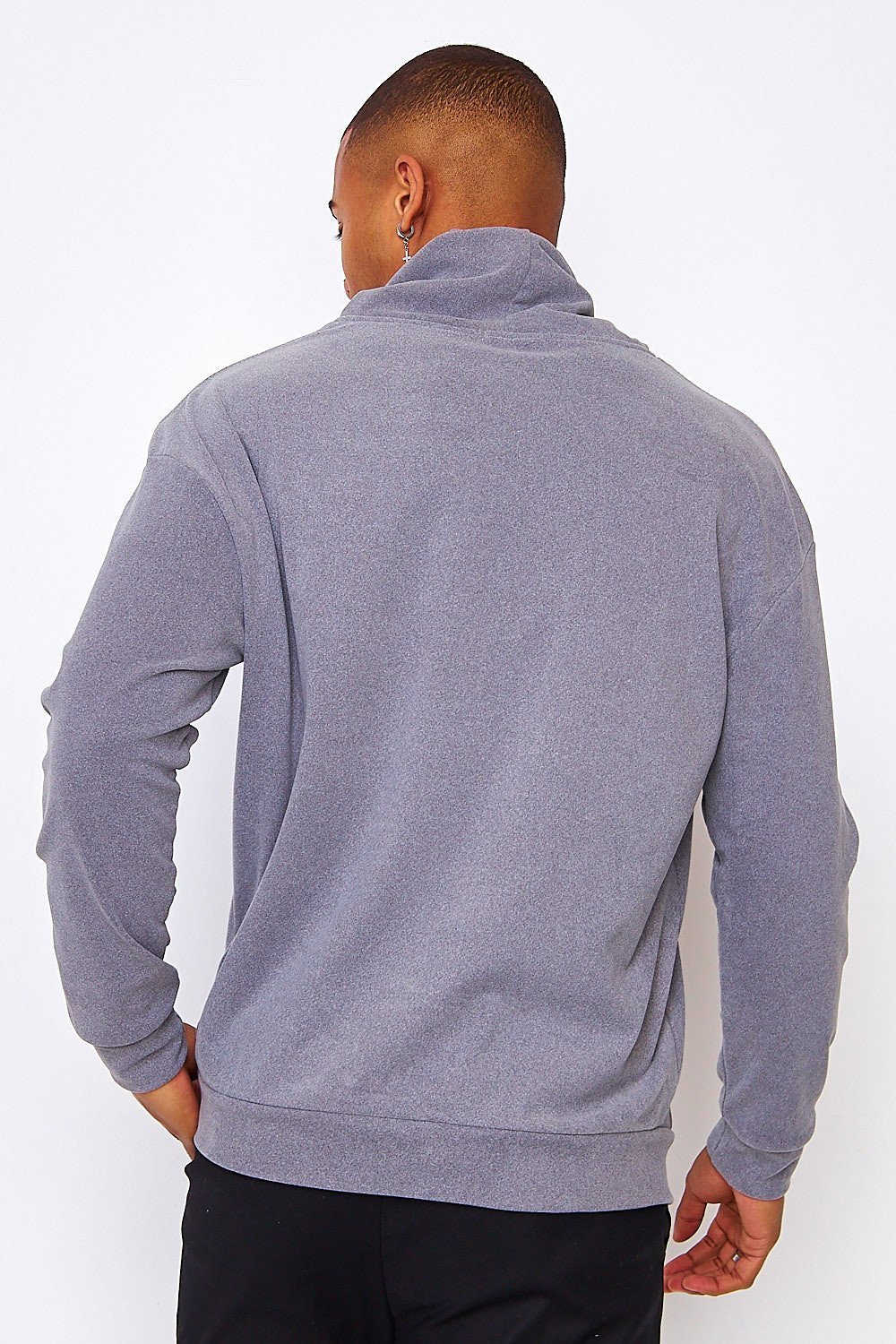 Grey velvet roll-neck jumper
