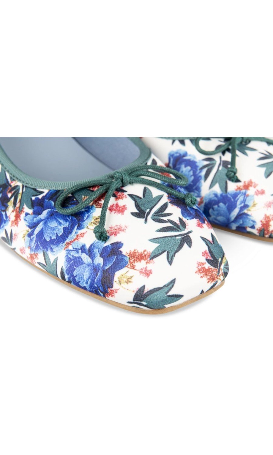 Blue floral block heel ballerinas