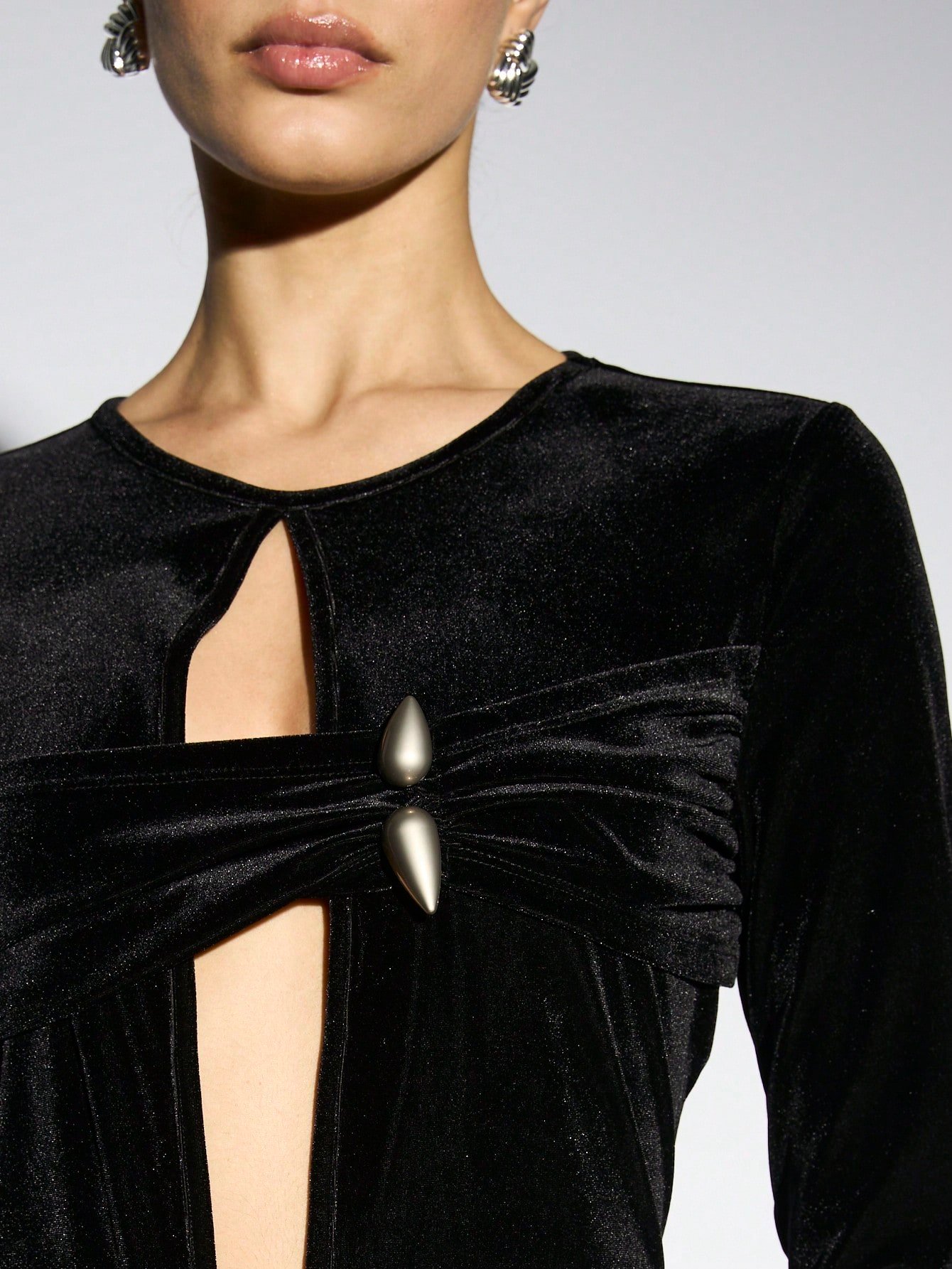Robe de soirée velours b découpe drapé 9eddam