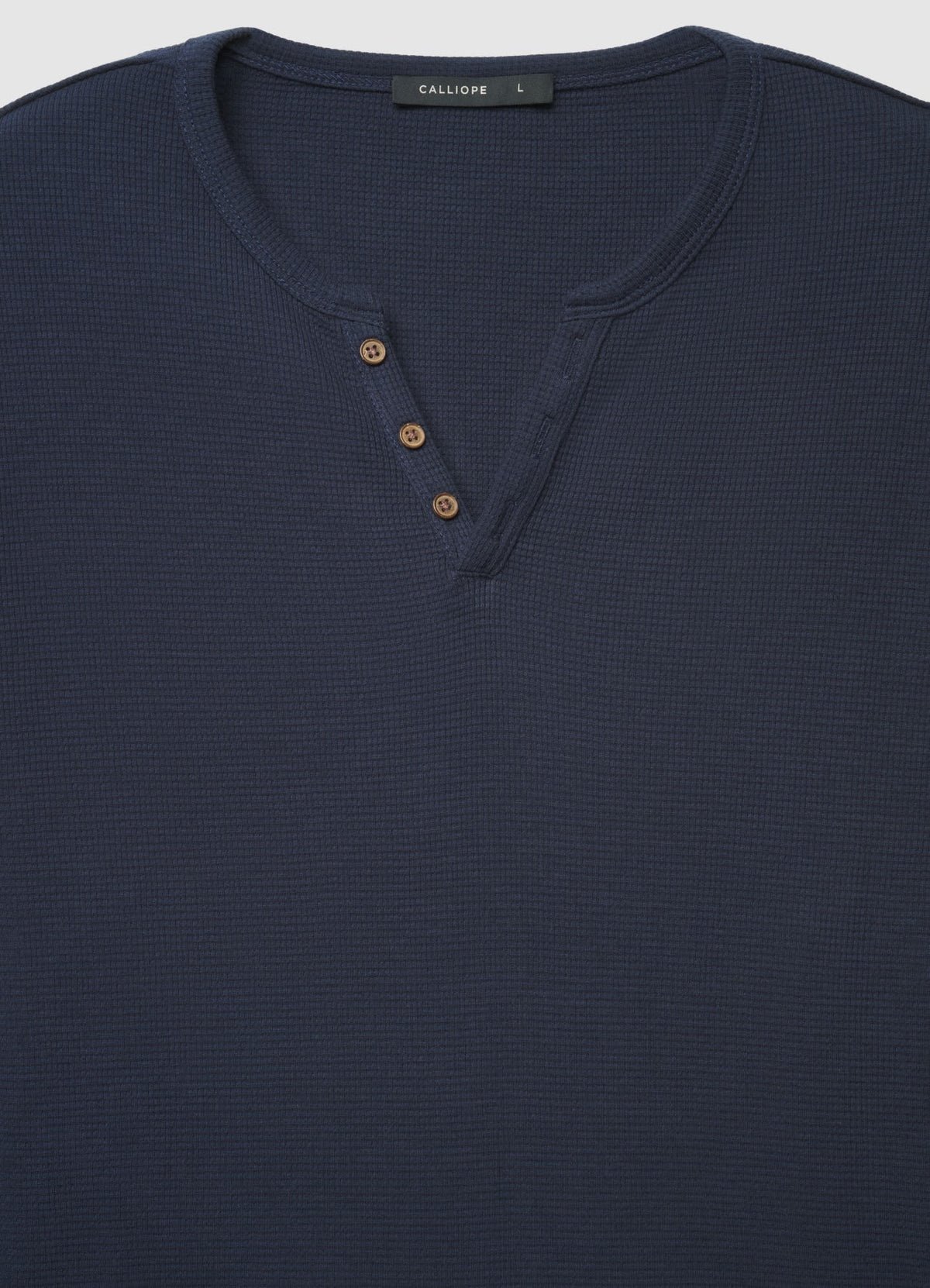 T-shirt gaufré manches longues à boutons