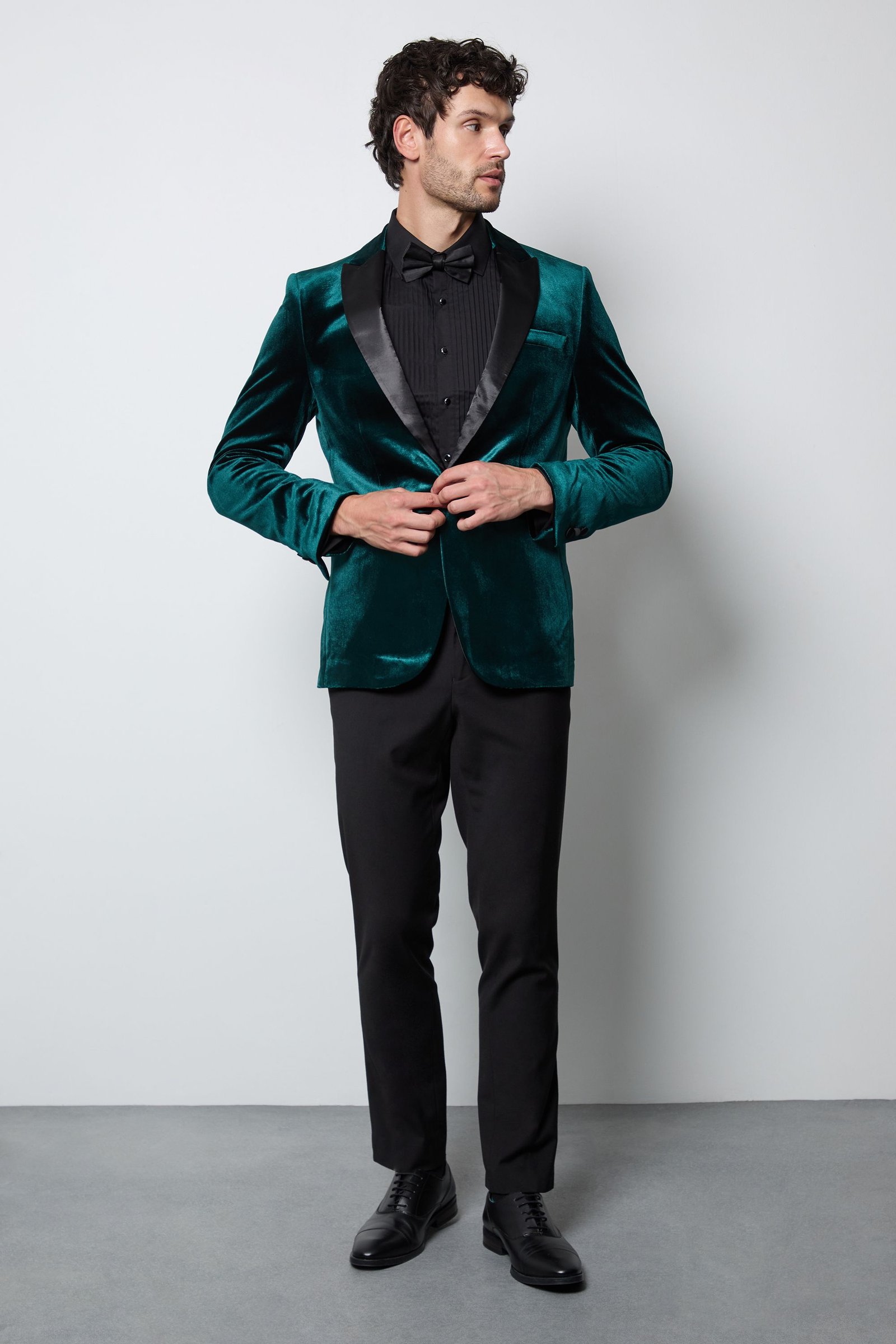 Veste de smoking ajustée en velours vert émeraude