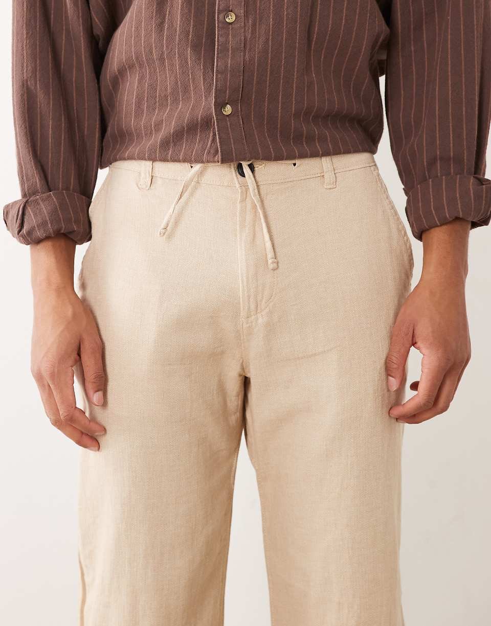 Pantalon en lin mélangé - Beige