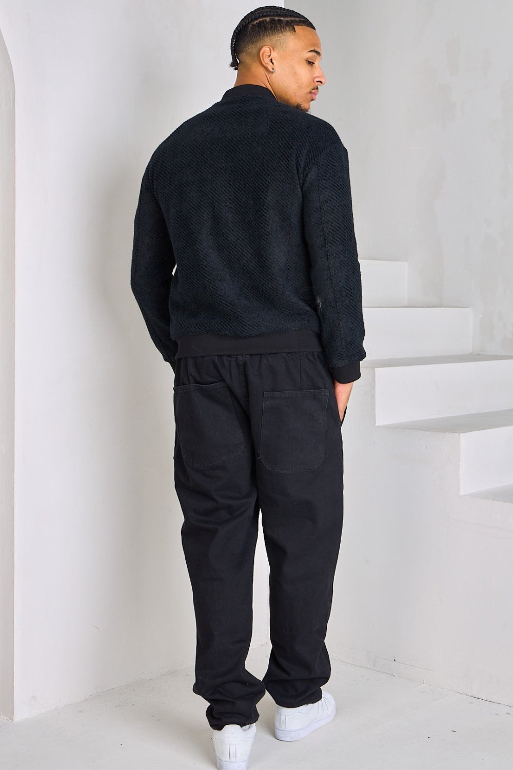 Black marl zip-up sweatshirt