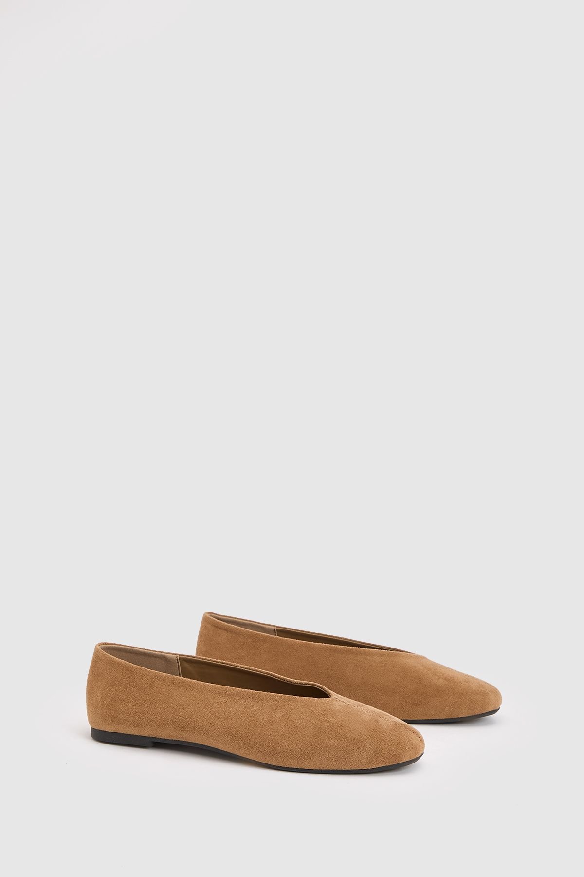 Square toe stitched ballet flats - Wide fit