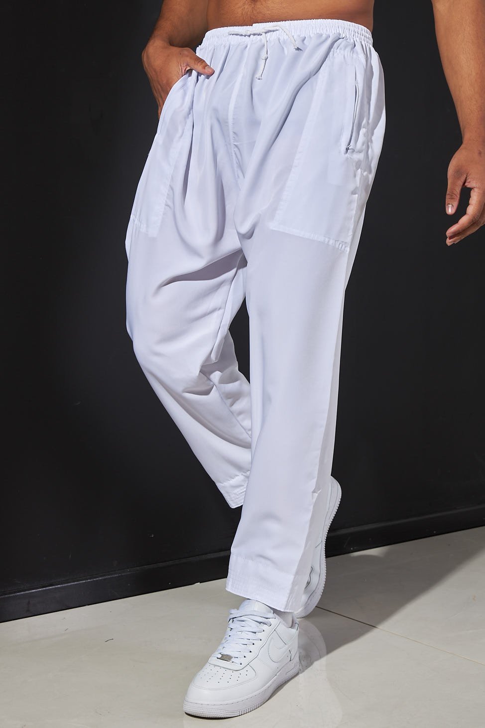 White embroidered qamis and trousers set