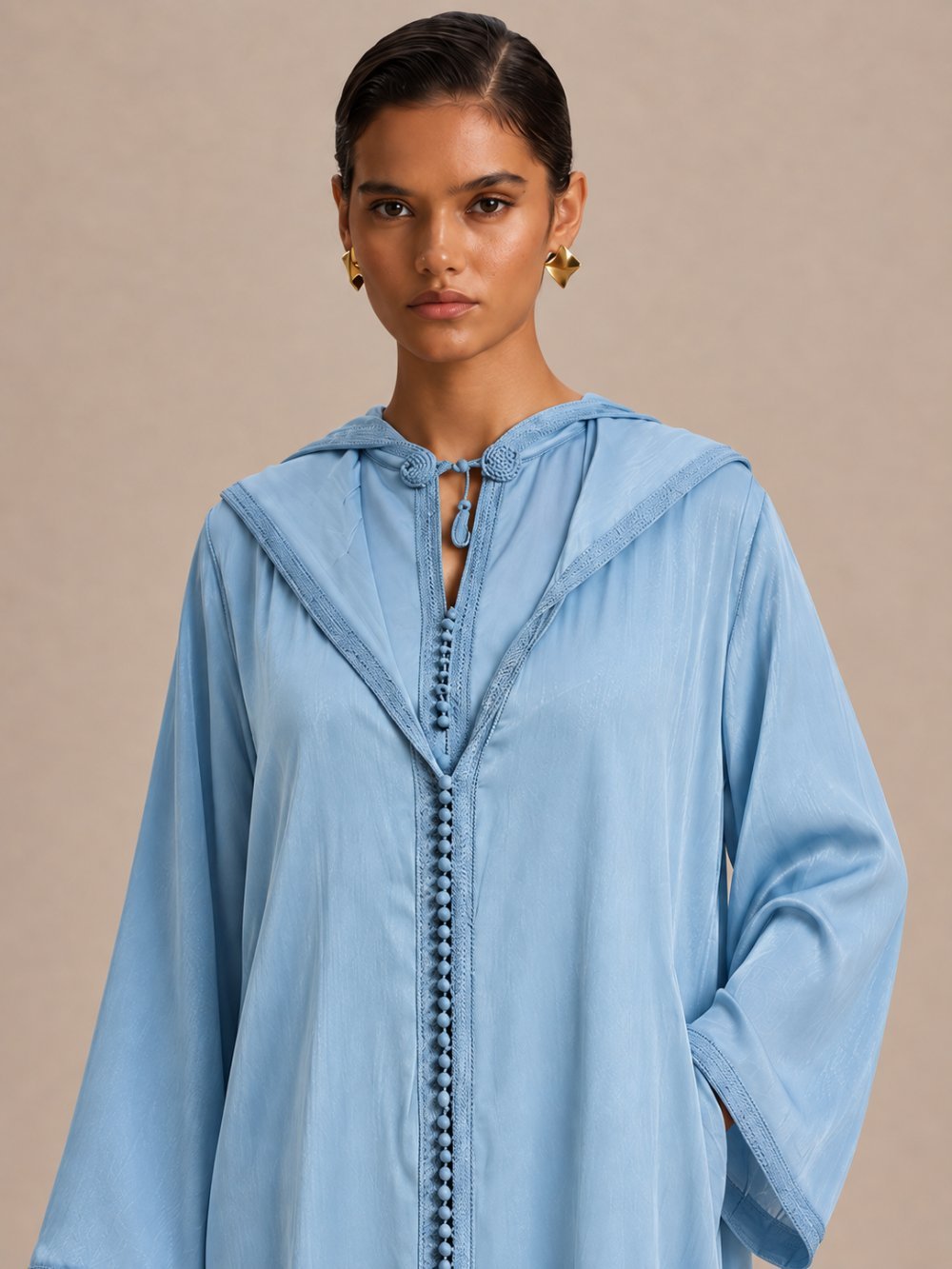 Sky blue djellaba with matching trousers