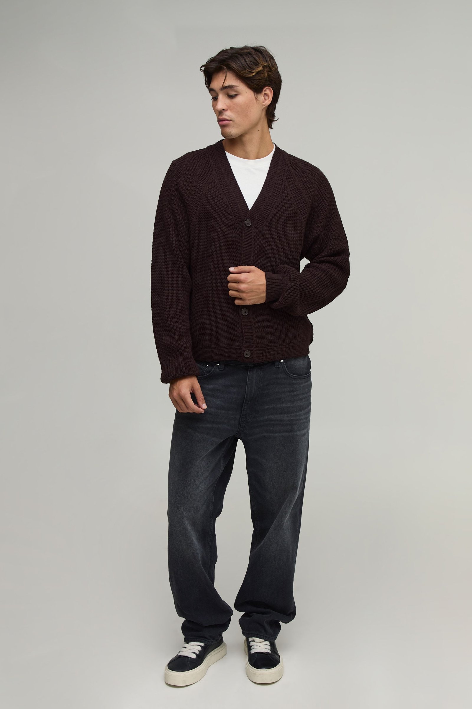 Cardigan tricot côtelé raglan coupe wes3a