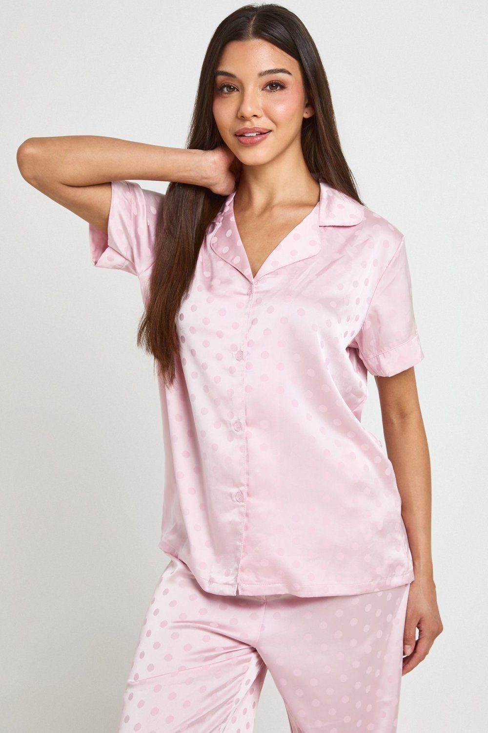 Pyjama chemise w short f satin jacquard mnqqet