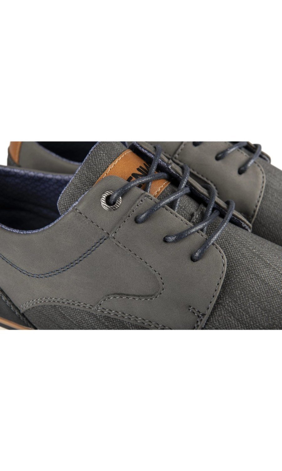 Grey denim-effect casual derbies