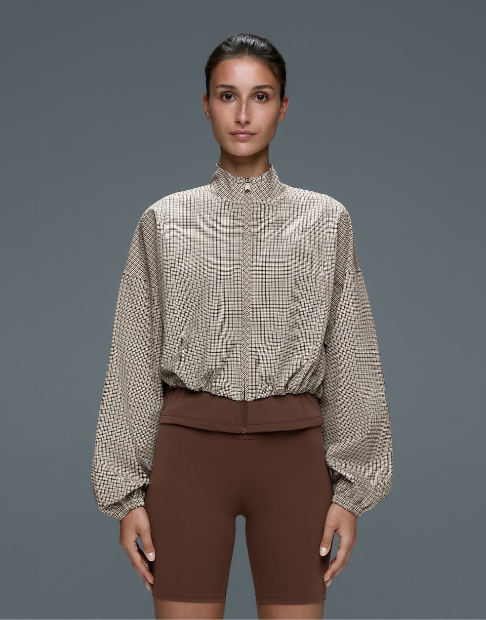 Veste technique à double épaisseur à carreaux couleur cacao