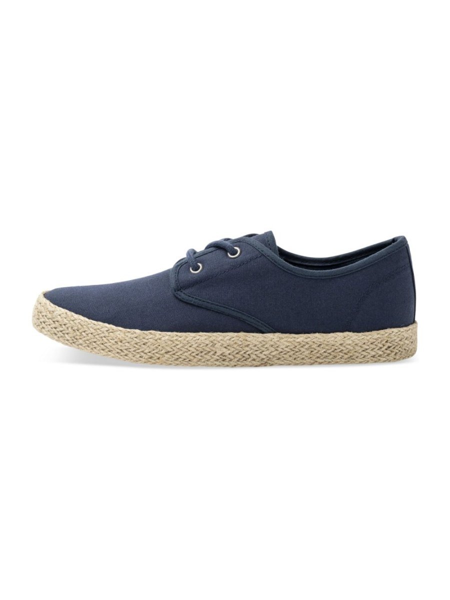Blue canvas trainers with rope sole