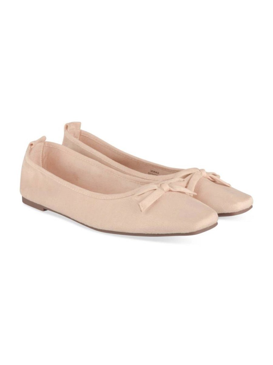 Ballerines suédine à noeud beige